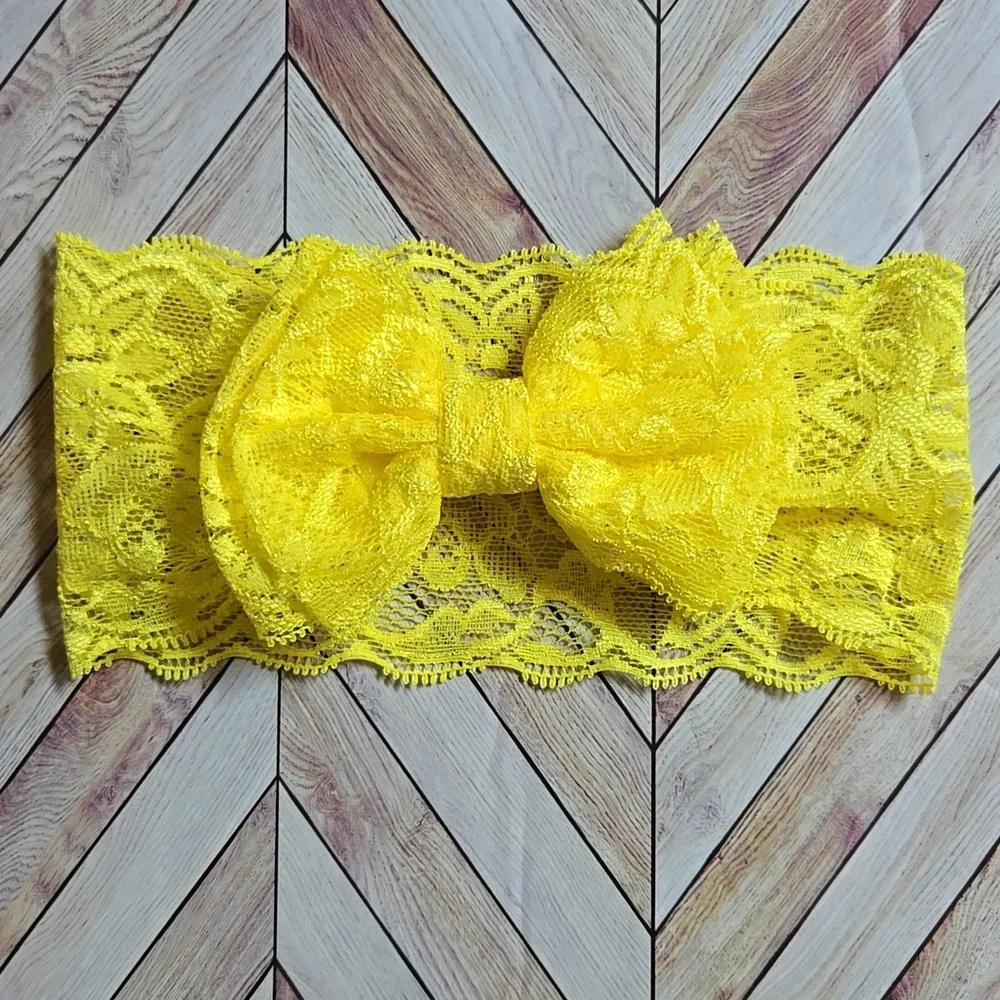 Baby Girls Lace Bow Headbands Set Soft Elastic Wide Hairbands Infants & Toddler